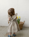Natural Cross Back Linen Pinafore with Wings