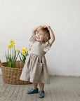 Natural Cross Back Linen Pinafore with Wings