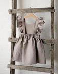Lavender Cross Back Linen Pinafore with Wings
