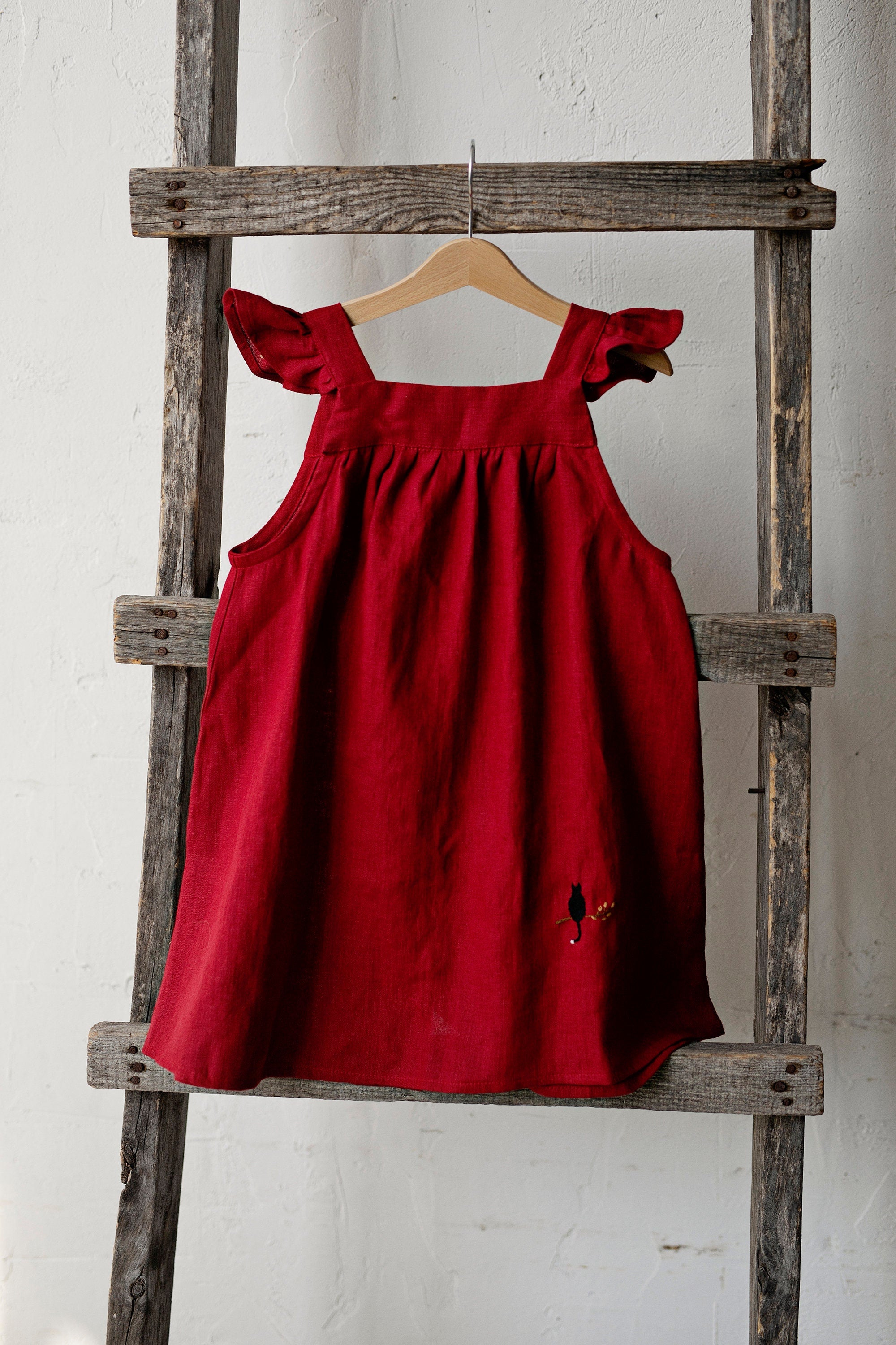 Cherry Linen Pinafore Linen Dress  allthebeautifullinen