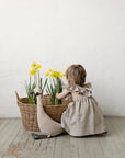 Natural Cross Back Linen Pinafore with Wings