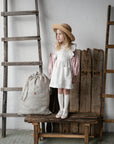 White Cross Back Linen Pinafore with Wings