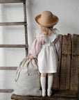 White Cross Back Linen Pinafore with Wings