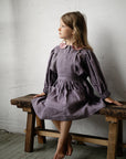 Mauve Cross Back Linen Pinafore