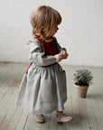 Fog Grey & Rust Autumn Cross Back Linen Pinafore
