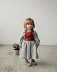 Fog Grey & Rust Autumn Cross Back Linen Pinafore