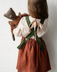 Rust & Forest Green Autumn Cross Back Linen Pinafore