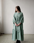 Mint Ruffle Kimono Linen Dress