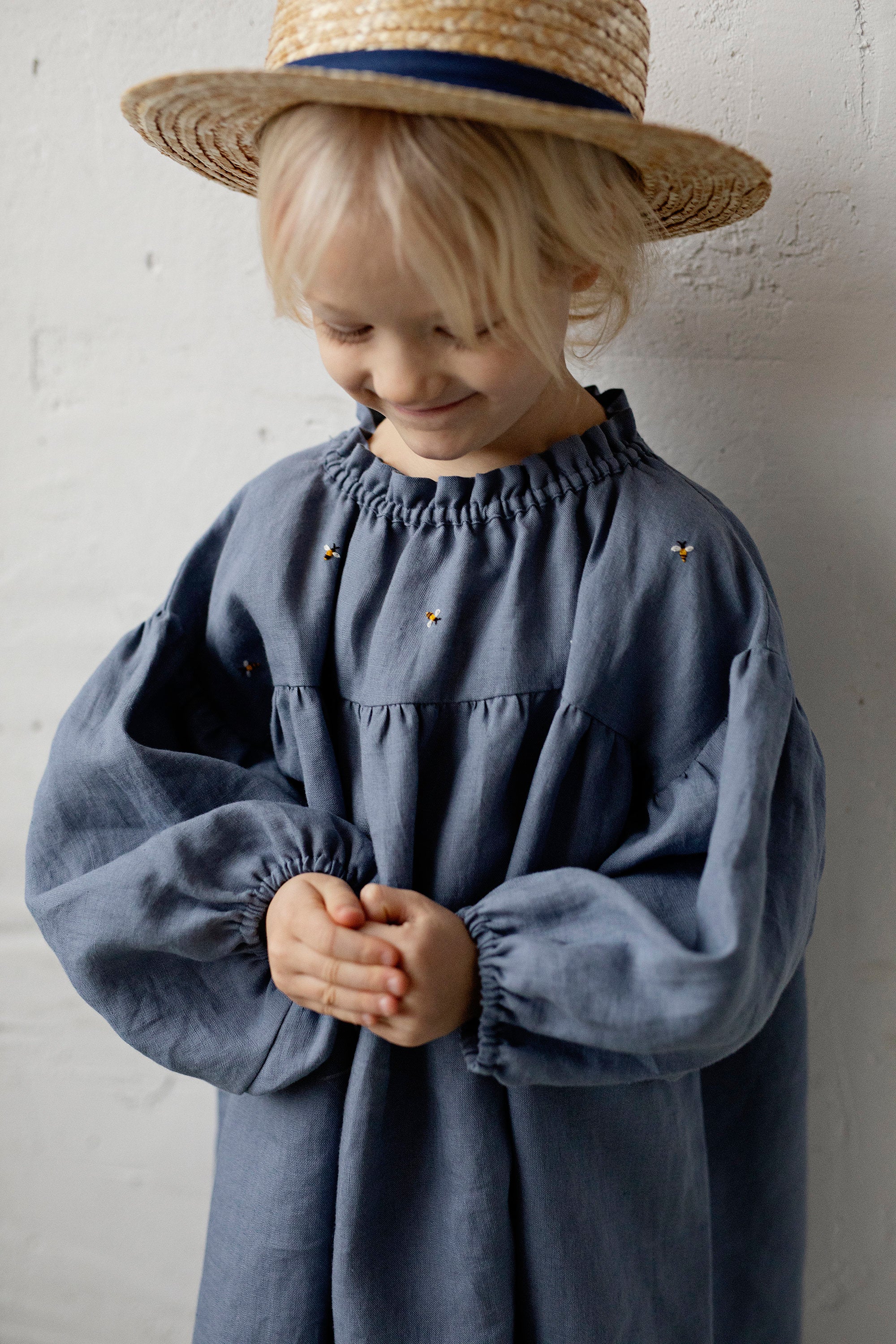 Dusty Blue Exclusive Parachute Linen Dress – allthebeautifullinen