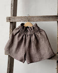 Brown Stripe Linen Shorts