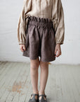 Brown Stripe Linen Shorts