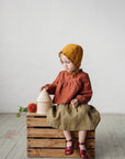 Mustard Ruffle Linen Bonnet
