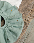 Mint Ruffle Linen Collar with Bees