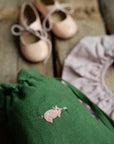 Pig and Flower Linen Backpack