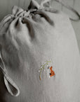 Fox and Lily of the Valley Pouch Linen Bag