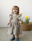 Natural Cross Back Linen Pinafore with Wings