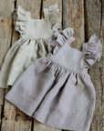 Natural Cross Back Linen Pinafore with Wings