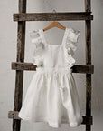 White Cross Back Linen Pinafore with Wings