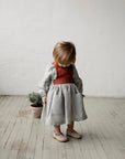 Fog Grey & Rust Autumn Cross Back Linen Pinafore