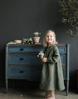 Sage Ruffle Linen Dress