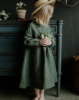 Sage Ruffle Linen Dress