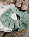 Mint Ruffle Linen Collar with Bees