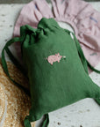 Pig and Flower Linen Backpack