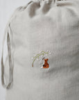 Fox and Lily of the Valley Pouch Linen Bag