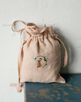 Rabbit and Flower Crossbody Linen Bag with Handles
