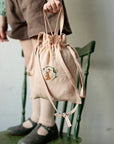 Rabbit and Flower Crossbody Linen Bag with Handles