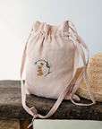 Rabbit and Flower Crossbody Linen Bag with Handles
