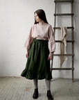 Forest Green Victorian Linen Skirt