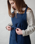 Navy Blue Traditional Linen Apron