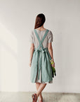 Mint Midi Cross Back Linen Pinafore