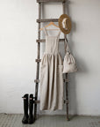 Natural Long Cross Back Linen Pinafore