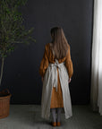 Natural Long Cross Back Linen Pinafore