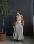 Natural Long Cross Back Linen Pinafore