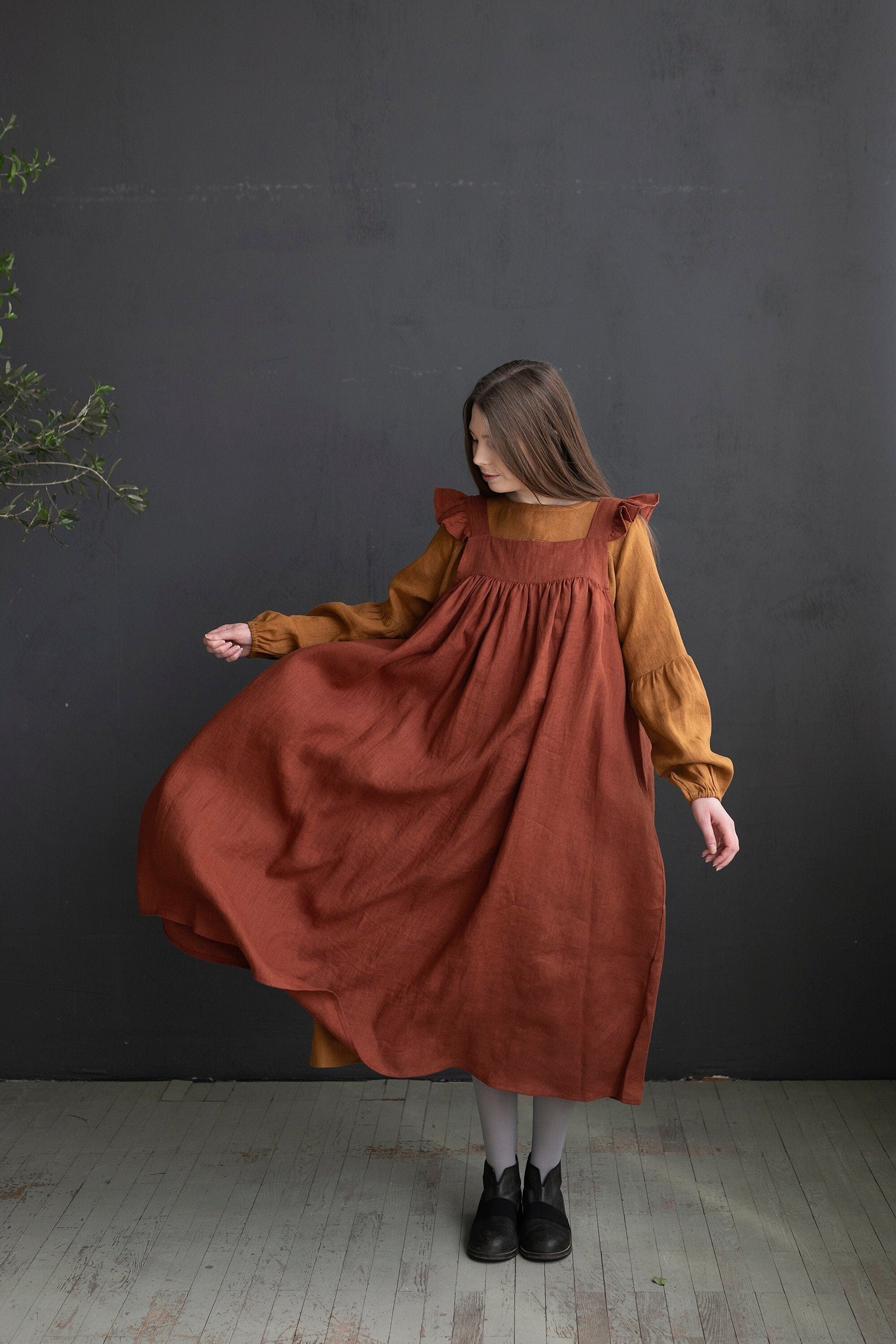 Rust Prairie Linen Dress – allthebeautifullinen