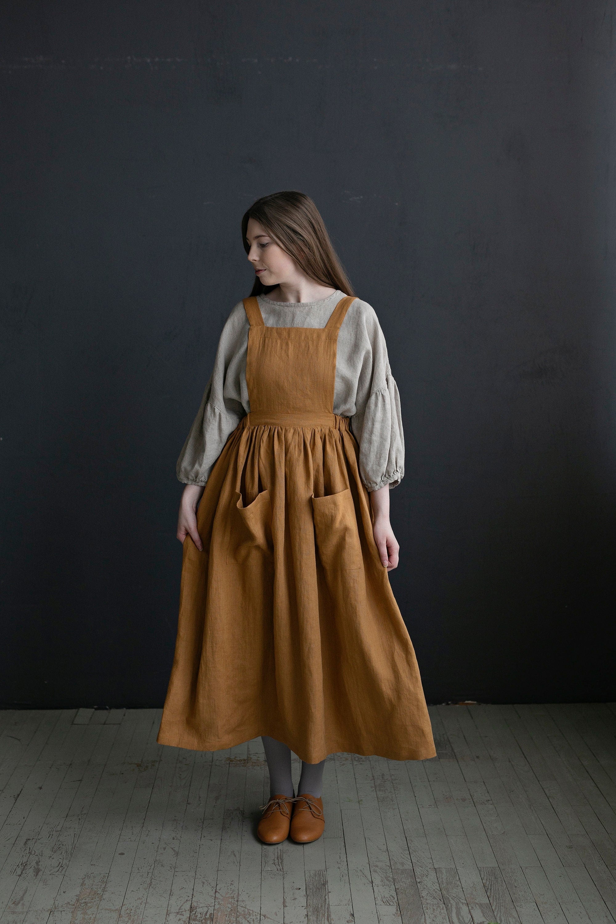 Mustard Cottage Linen Dress allthebeautifullinen Mustard Cottage Linen Dress allthebeautifullinen