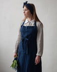 Navy Blue Traditional Linen Apron