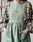 Mint Midi Cross Back Linen Pinafore
