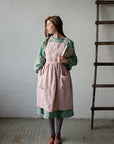 Baby Pink Midi Cross Back Linen Pinafore