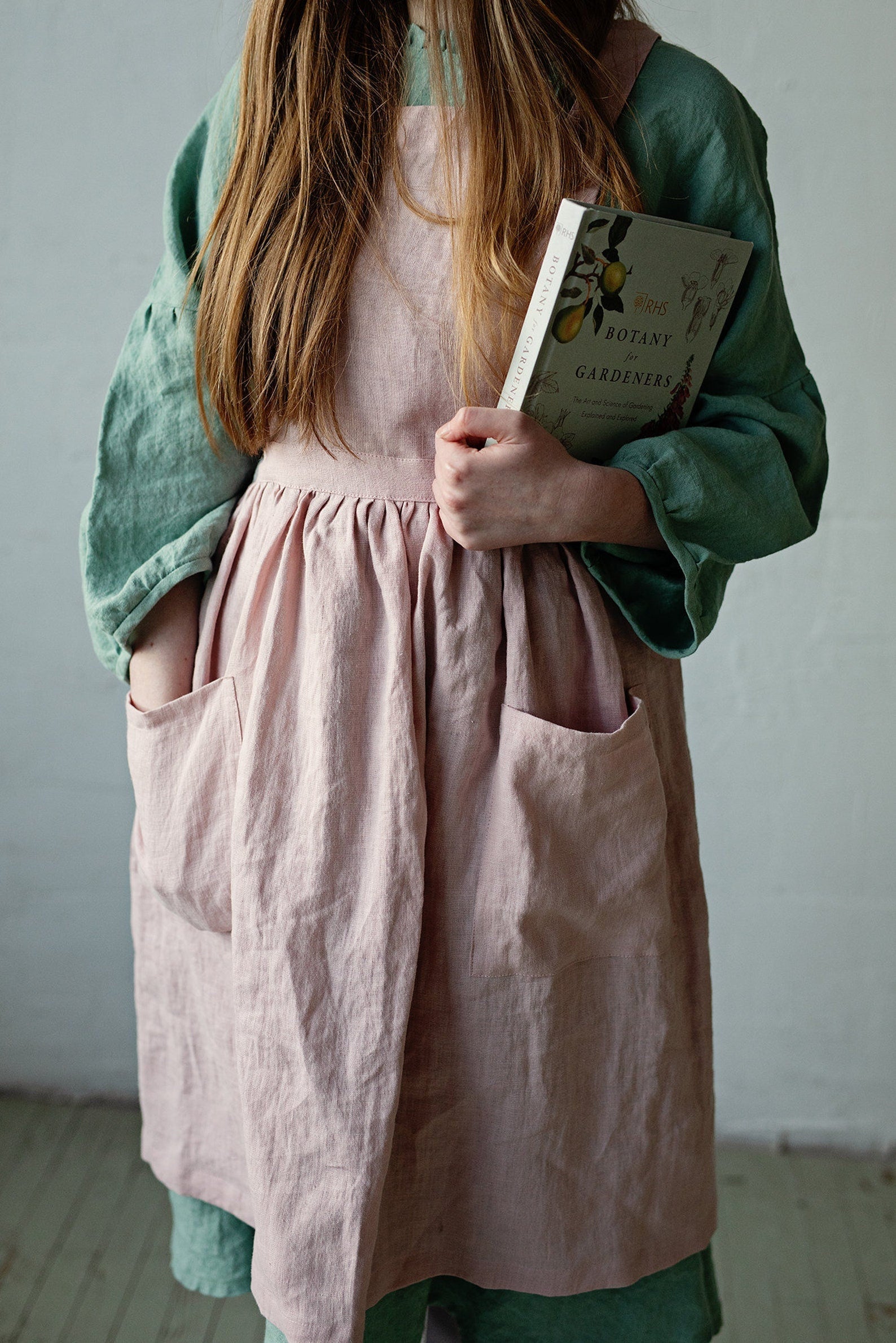 Baby Pink Midi Cross Back Linen Pinafore
