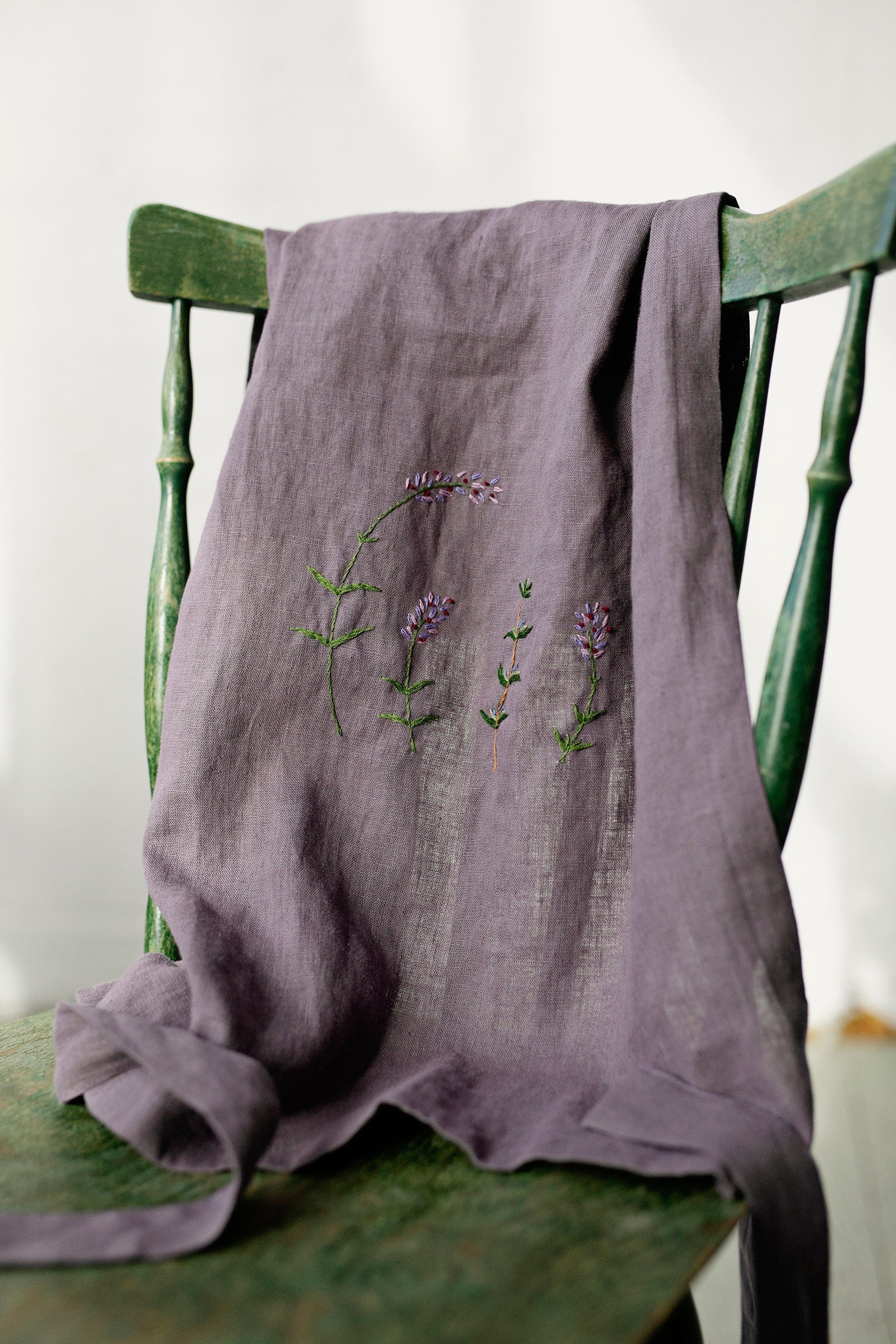Mauve Apple Linen Apron