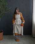 Natural Long Cross Back Linen Pinafore