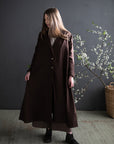 Chocolate Emma Linen Coat