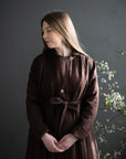 Chocolate Emma Linen Coat