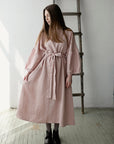 Baby Pink Kimono Linen Dress