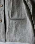 B&W Stripe Peter Pan Linen Collar Linen Jacket