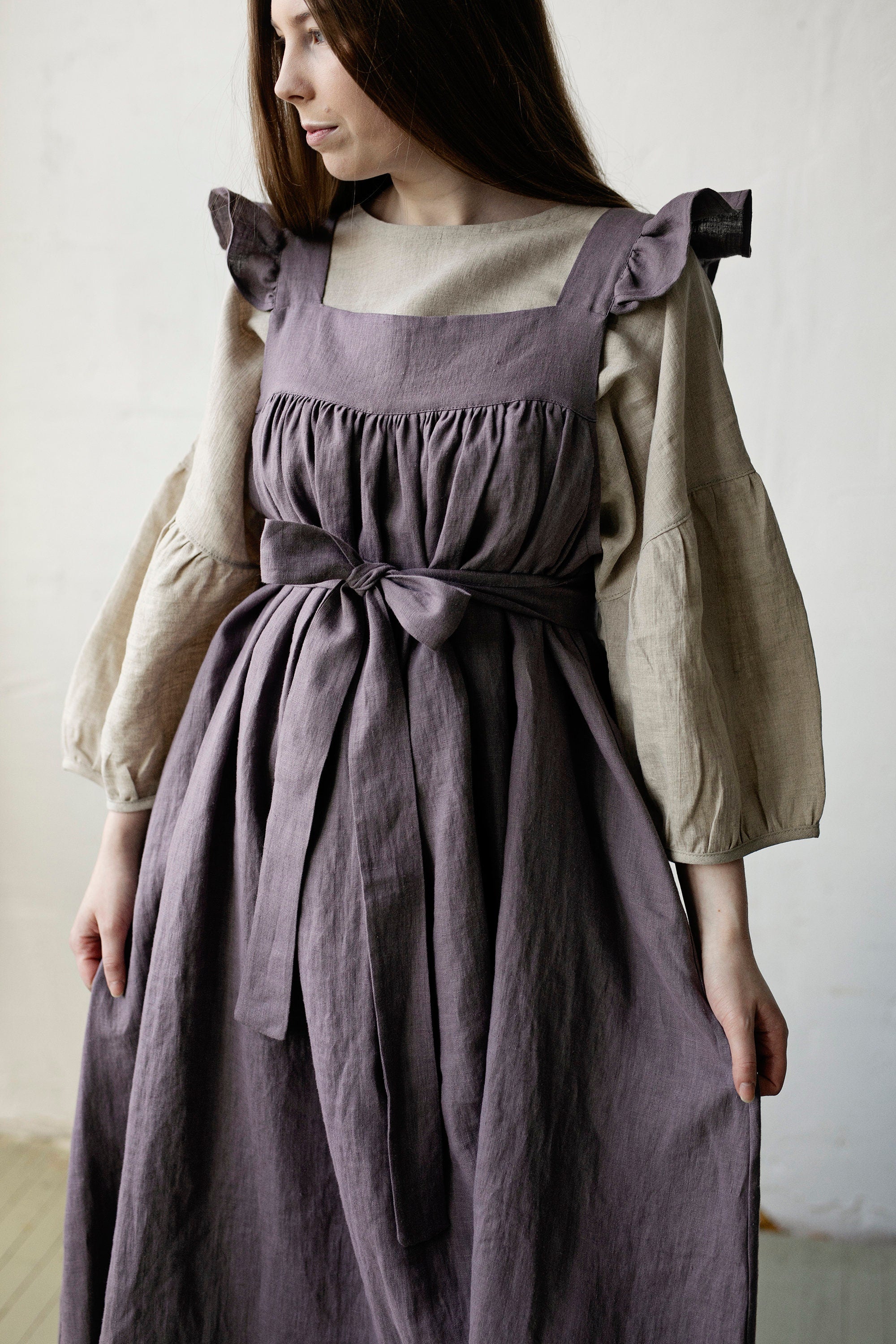 chinese dress ladies Women's Linen Tie Dress